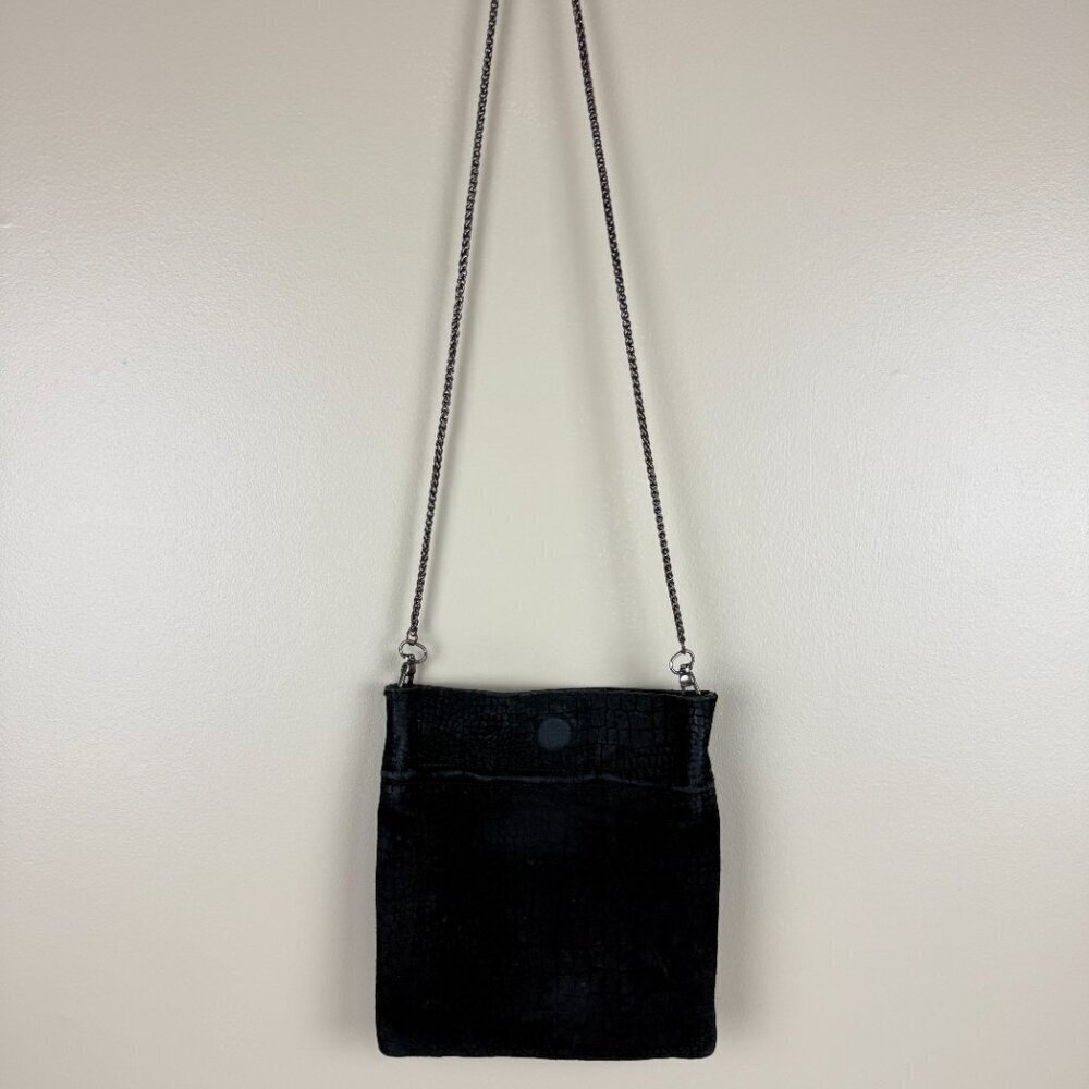EUC Free People Nicolette Chain Strap Suede Black Embossed Crossbody bag